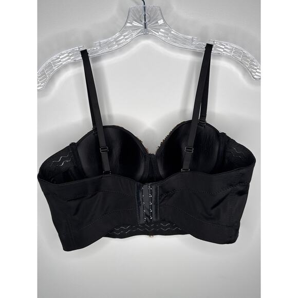 Beaded sequin 3D floral Crop bustier bra top gold black removable straps large - Picture 8 of 16